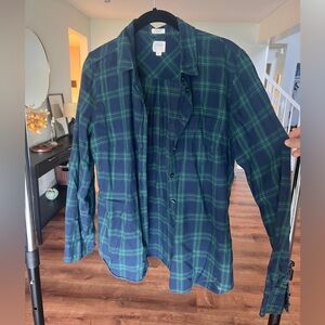 J. Crew Navy and Green Plaid Casual Shirt